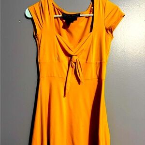 Orange Tie-Front Dress